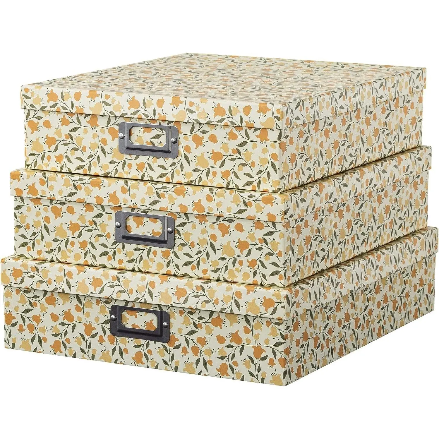 Keepsake Storage Boxes with Lids, Set of 3, Floral Dance