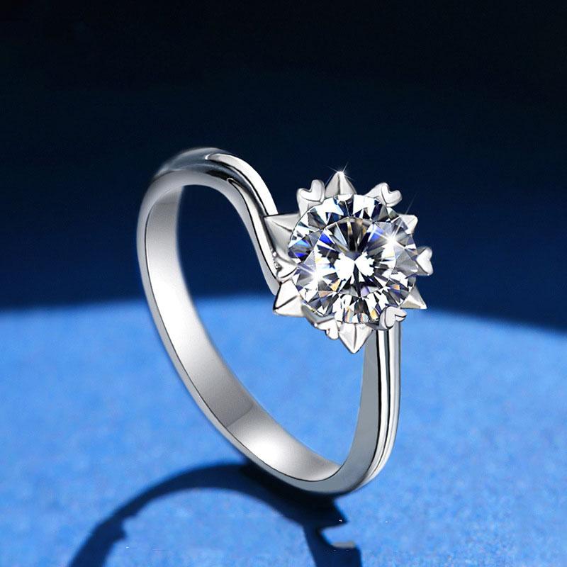 [ASM-R124] s925 sterling silver Snowflake Moissanite Diamond ring for women 1 carat moissanite diamond ring Moissanite ring