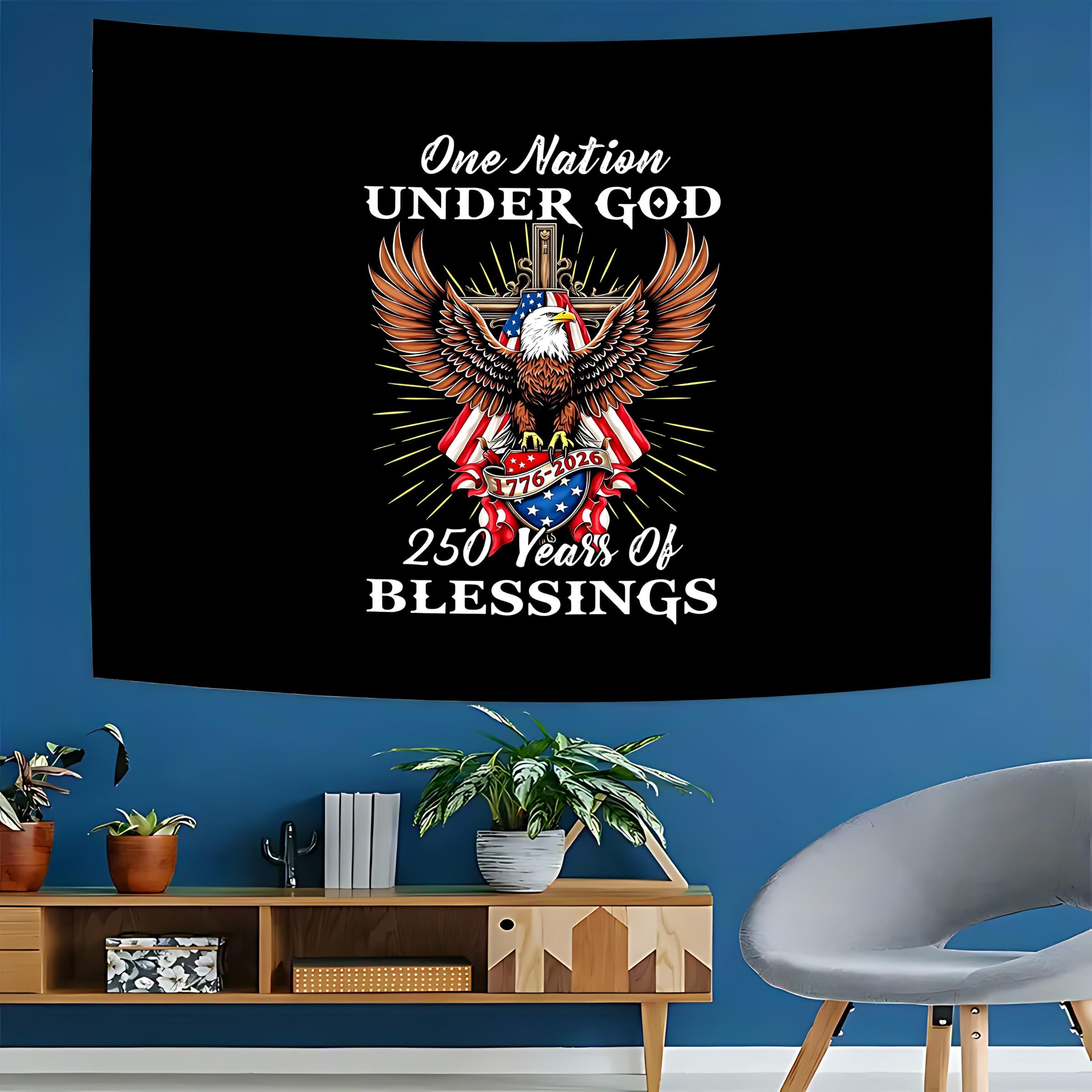 250th Anniversary 1776-2026 American Eagle Tapestry, One Nation Under God Wall Hanging, Casual Knit Design, Model 114514
