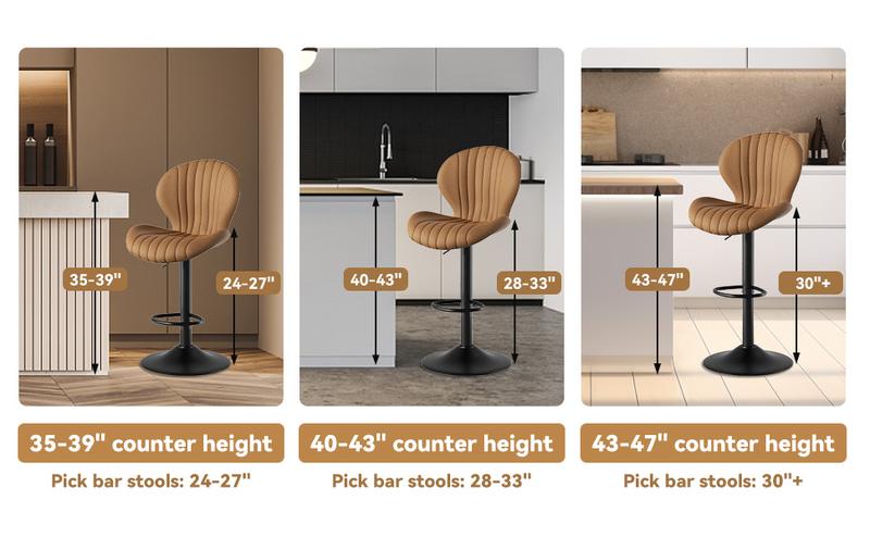 Bar Stools Set of 2 Modern Swivel Bar Chairs, Barstools Counter Height with High Backrest, Easy 3-5 Minute Assembly for Bar, Kitchen, Dining Room Beige