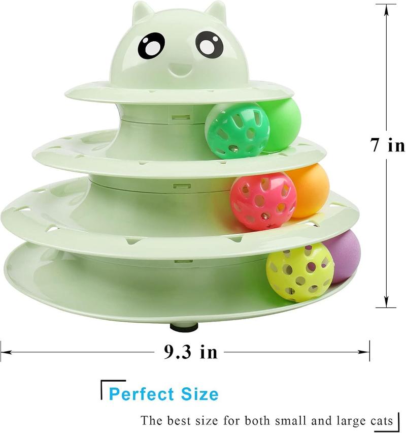 Cat Toy Roller 3-Level Turntable Cat Toys Balls with Six Colorful Balls Interactive Kitten Fun Mental Physical Exercise Puzzle Kitten Toys