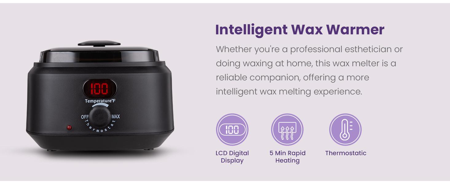 Sunvivi Waxing Kit Brazilian Wax Warmer for Hair Removal with 5 Bag Hard Wax Beads Digital Display Wax Melt Warmer Kit for Women Men Full Body