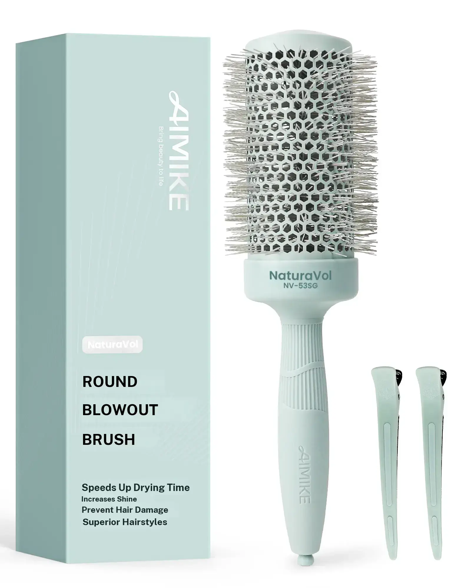 AIMIKE 2.1 in Volumizing Thermal Round Brush - Nano Ceramic Ionic Blow Dryer Brush for Blowout Hair, Bouncy Blowout, Normal Hair (Faster Drying, Smoothing, Shine)