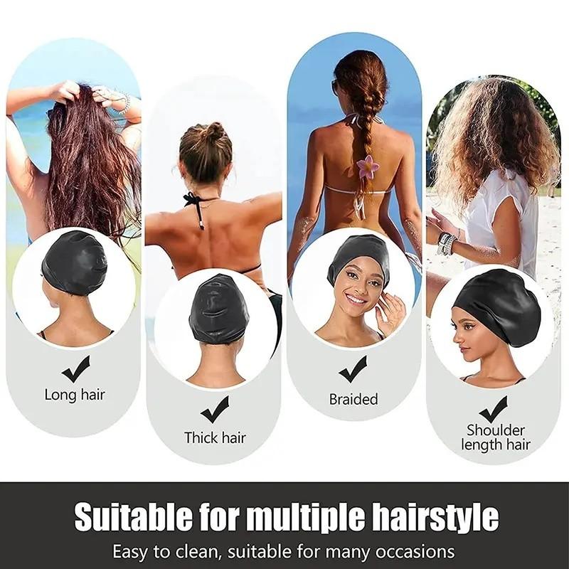 Extra Large Braided Hair Silicone Swim Cap, Waterproof, Keeps Hair Dry, Suitable for Adults and Teens, Easy to Wear, Swimming Hat