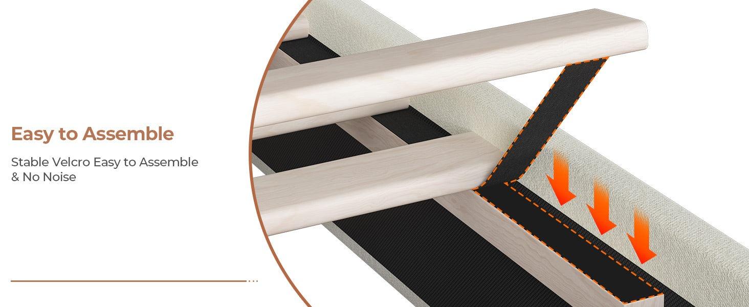 Sikaic Princess Velvet Upholstered Platform Bed Frame with Adjustable Crystal Button Headboard and RGB LED Lights Creamy White Furniture Design Home Pink