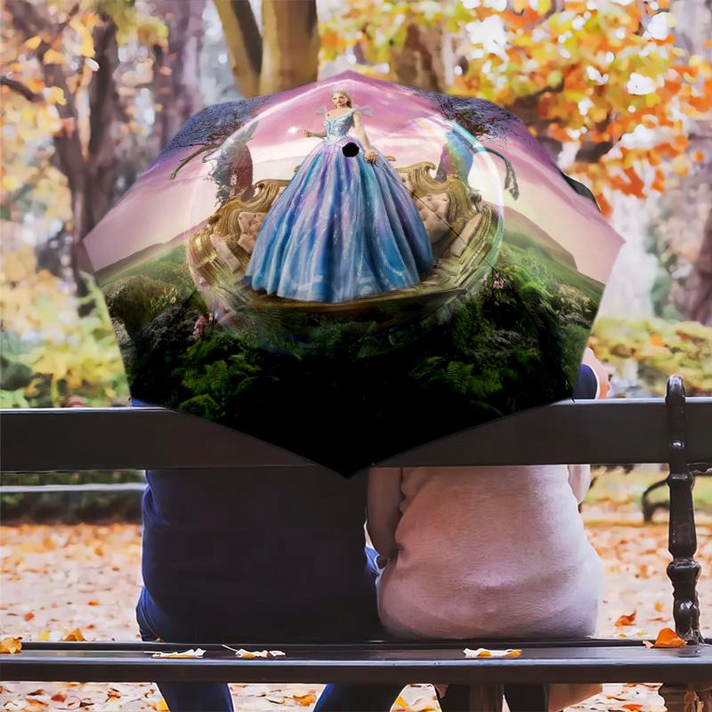 Cinderella Bubble Printed New Universal Umbrella, Automatic Folding Umbrella, Portable Foldable Design Travel Umbrella, Outdoor Umbrella, Black Friday, Christmas, Birthday Gift E1225