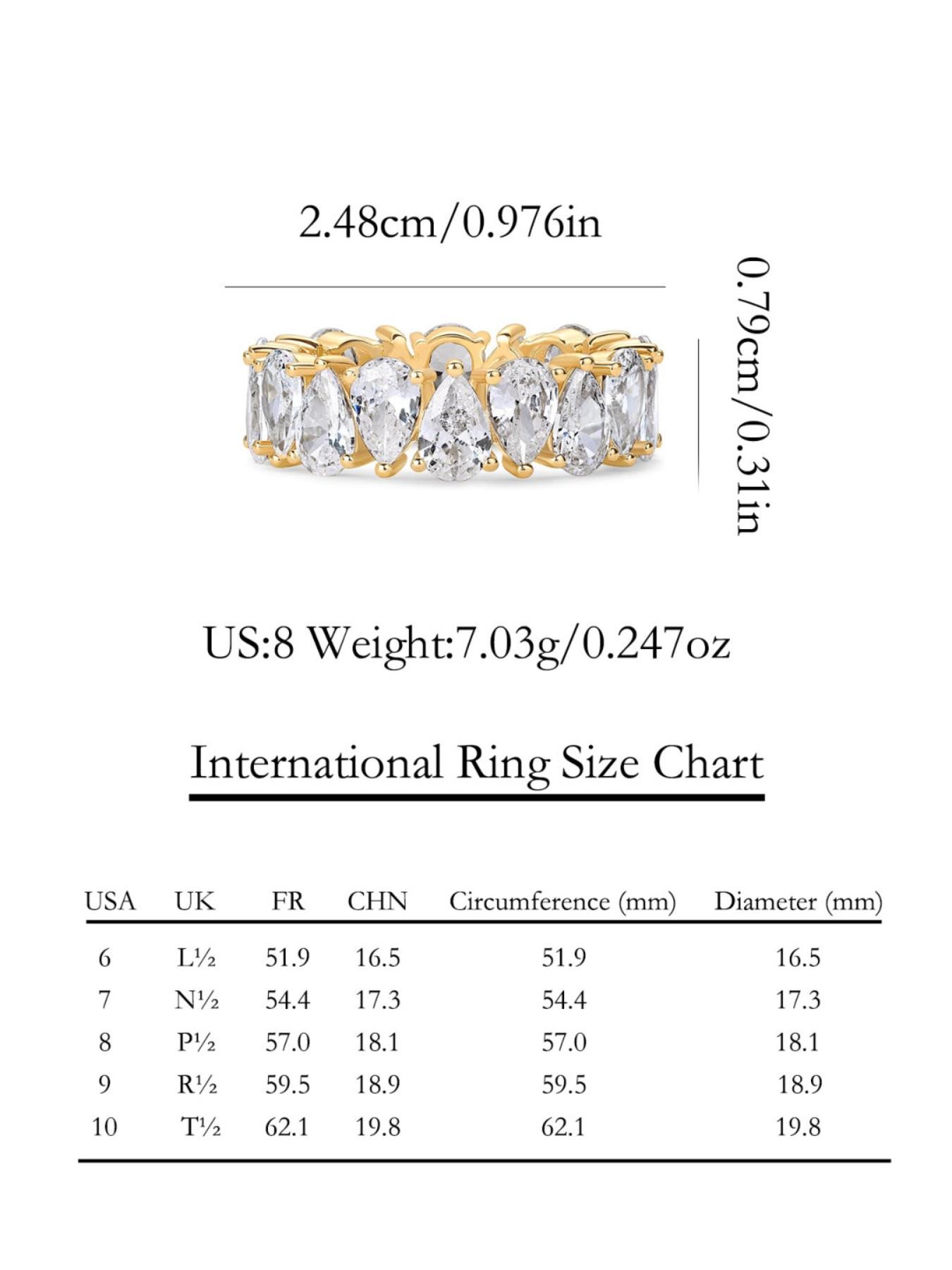 Tear Drop Cubic Zirconia Stackable Wedding Ring, Women's Eternal Promise Ring, Stacking Band, Elegant Design, Perfect Gift