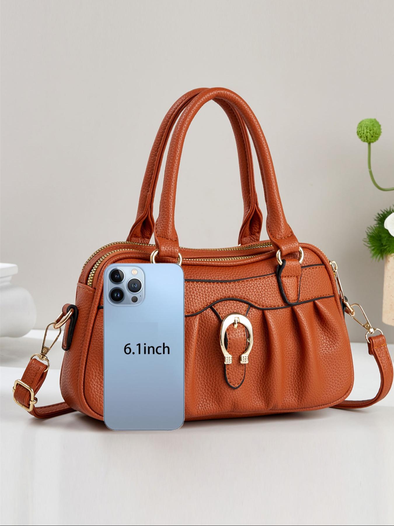 New Simple Women's Handbag Classic Elegant Fashion Durable Easy Carry Versatile Casual All-Seasons Large Capacity Shoulder East West Crossbody Bag, PU Leather Handbag, Casual Shoulder Purse, Casual Bags