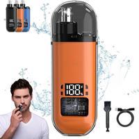 Nose Hair Trimmer for Men Women Rechargeable Painless Eyebrow Facial Hair Shaver LED Display Waterproof Dual Edge Blades Clipper Compact Portable IPX7 Safe Distance Trimming
