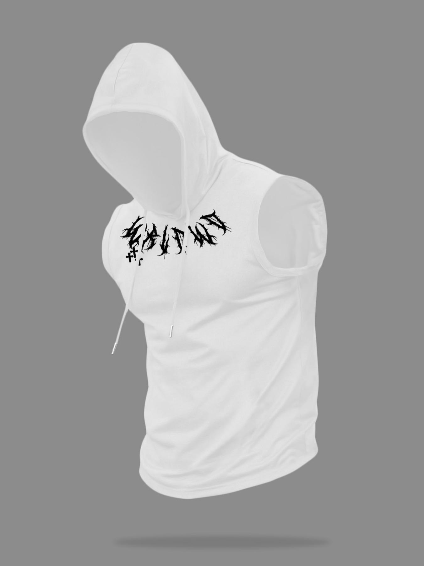 Men's Regular Fit Cartoon Print Hooded Tank Top, Casual Fashion Sleeveless Hoodie Vest for Summer, Men's Top for Daily Wear, Sweatshirts, Casual Streetwear