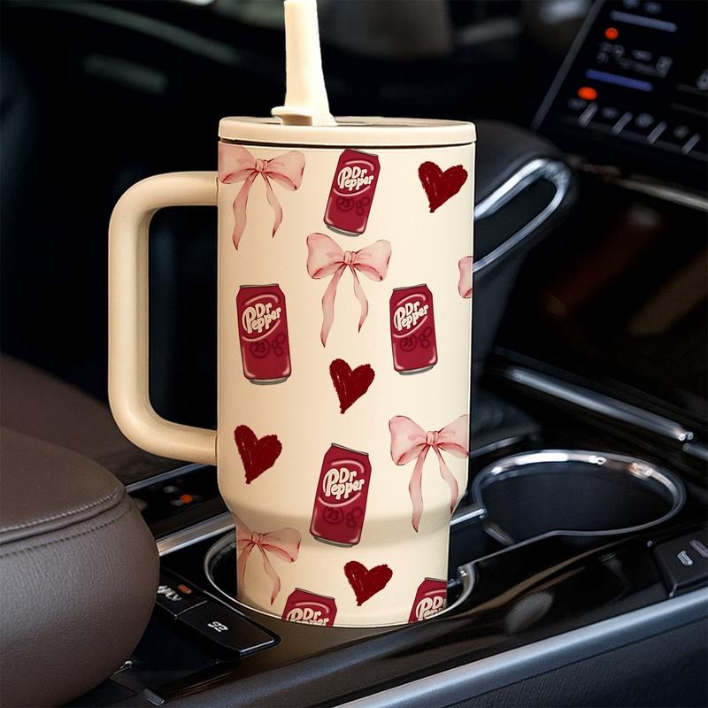 1 Pc 40oz Insulated Mug, Double Wall Vacuum Cup, Leak-Proof Skinny Thermal Mug for Hot Cold Drinks, Keeps Hot 12 Hours Cold 24 Hours, Love Soda Style Gift for Women Men, Holiday Birthday Festival Daily Use, Insulated Tumbler, Leakproof Tumbler