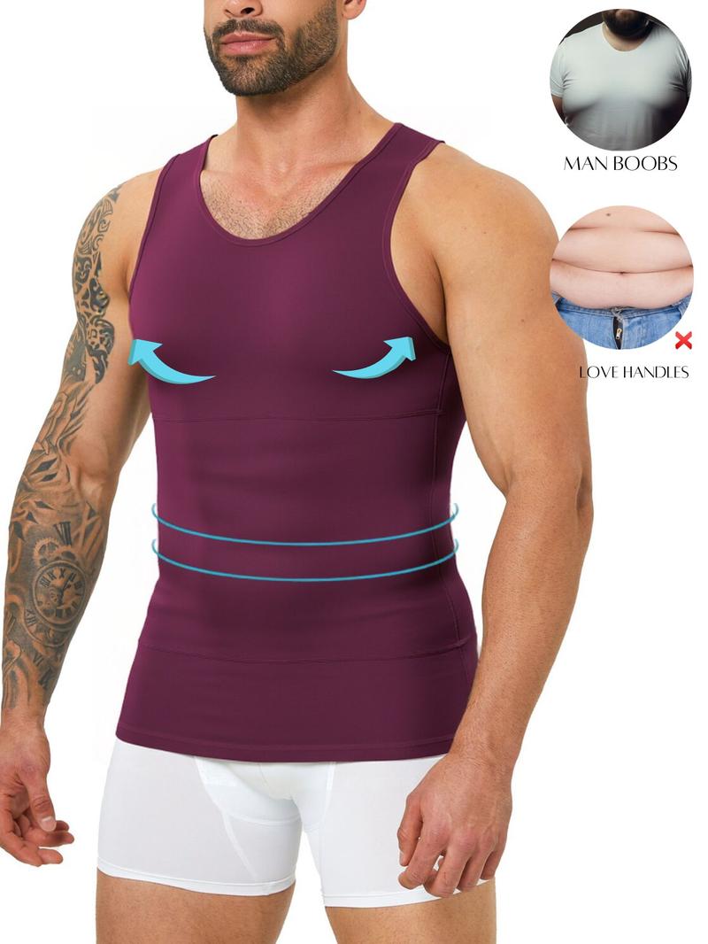 Men's Waist-Compression Tank Top, High Stretch Seamless Shapewear Top, Tummy Control Shaper for Men, Casual Comfy Men's Workout Shapewear for All Seasons, Waist Trainer Vest