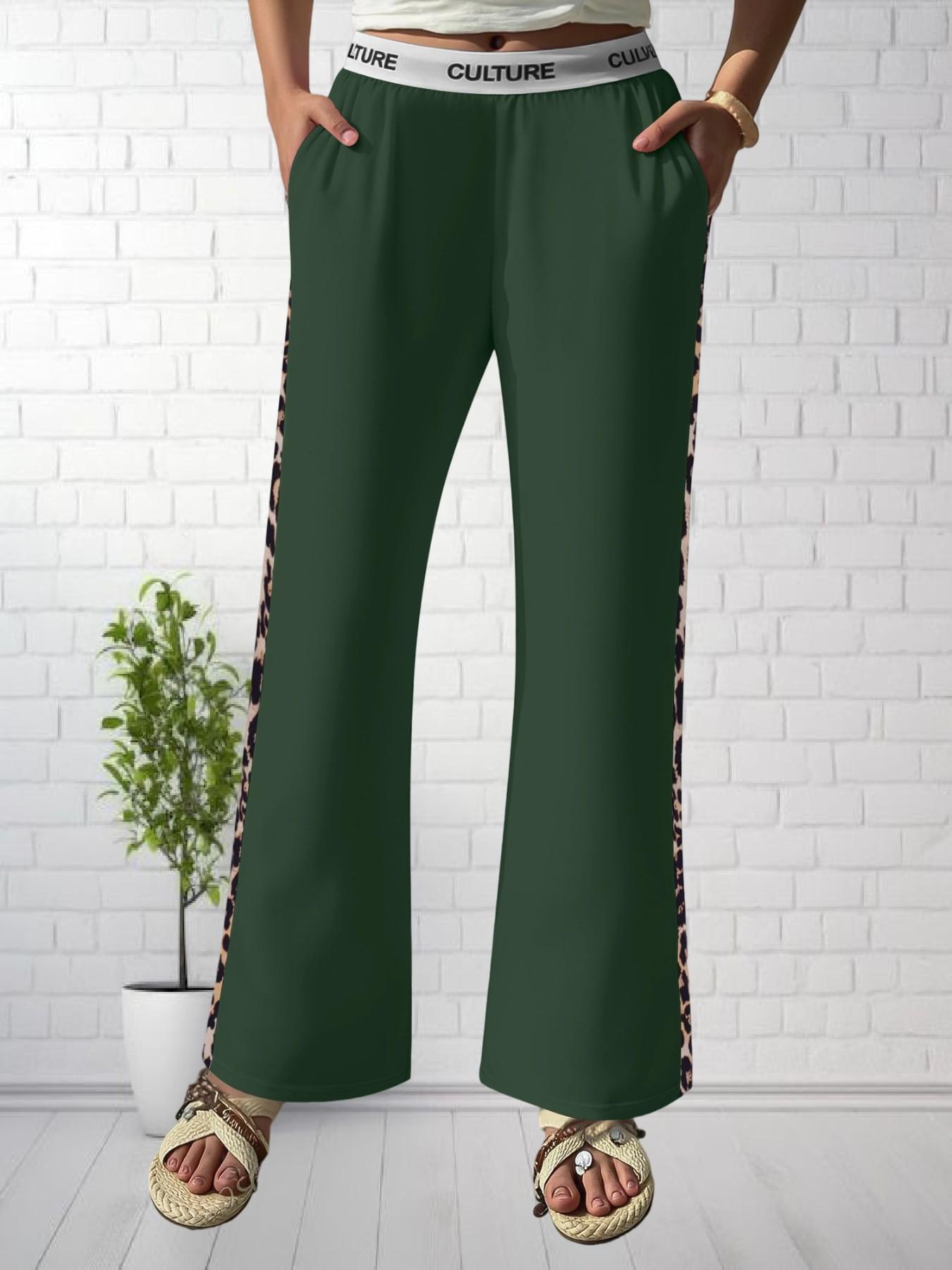 American Retro Leopard Print Straight Leg Pants, Lightweight Breathable Loose Fit, Summer Streetwear Casual Long Pants