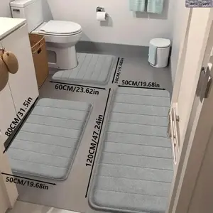 3 Piece Bathroom Rug Set Non Slip Bath Mat Set, Ultra Soft Absorbent Toilet Contour Mat & Shower Rug, Machine Washable Polyester Bathroom Accessories for Master Bath, Guest Bathroom Home Decor