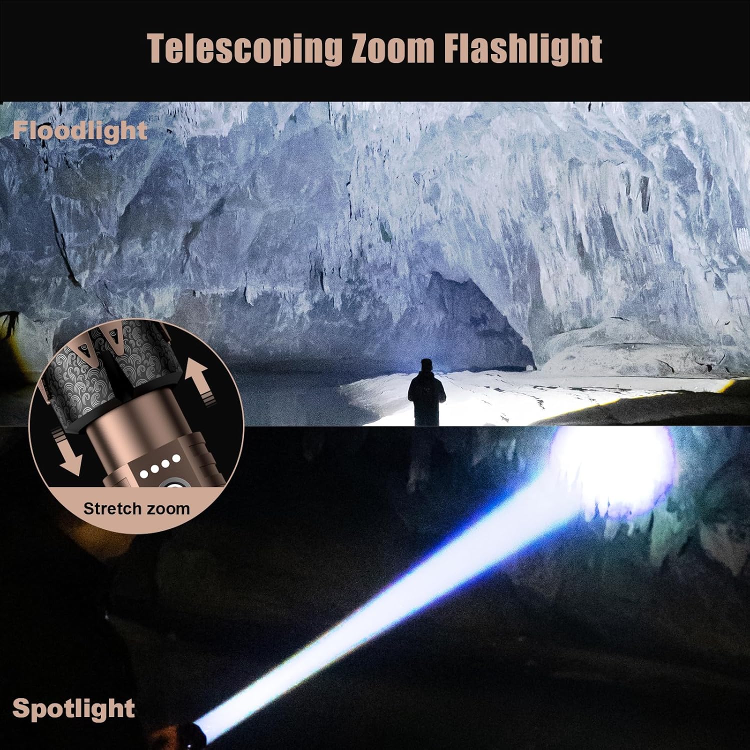 SKYFIRE LED Flashlights High Lumens, Super Bright Flashlights, Zoomable,Five Modes,Waterproof Flash Light for Camping Essentials,Outdoor,Home,Father's Day Gifts