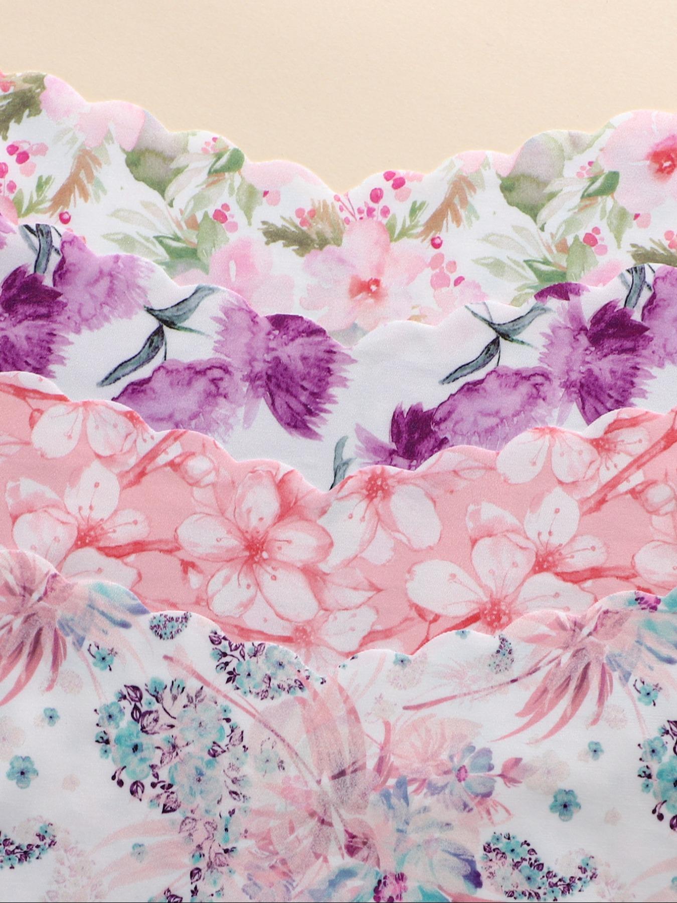 Women's Plaid & Plain Print Underwear Set, Fitted Comfortable Breathable Panties, Casual Sportswear for All Seasons