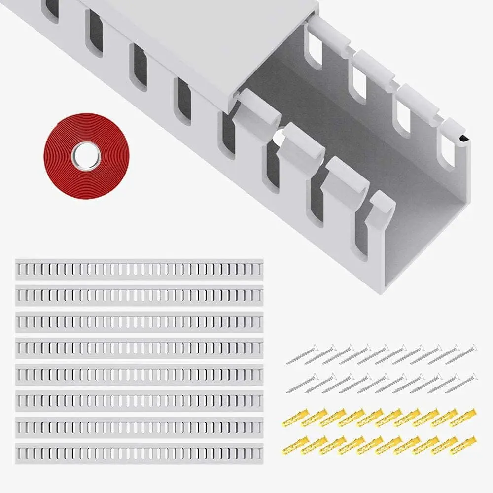Open Slot Plastic Wiring Raceway Cable Duct - Inches Size, Slot Openings, Wire Routing Cable Management Cord Track