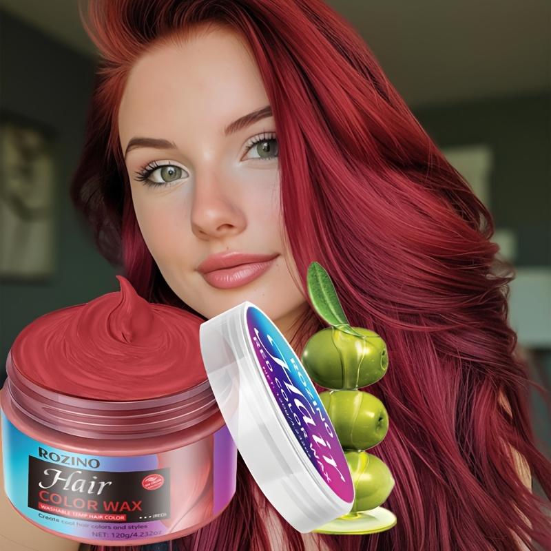 ROZINO Red Hair Dye Styling Wax for Hair Dyeing Styling & Shaping Haircare Product for Creative Hair Effects