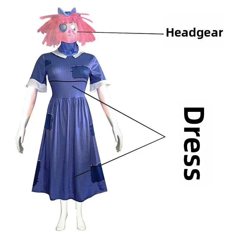Pomni Cosplay Costume Anime Pomni Ragatha Cosplay Dress Cartoon Clown Uniform Halloween Carnival Costumes for Women Men Unisex