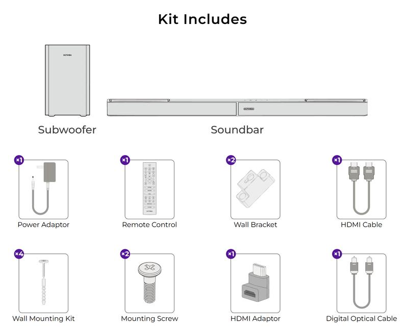 ULTIMEA Skywave F30 3.1.2 Soundbar Dolby Atmos 6 Speaker System Smart Dialogue Enhancement Bluetooth 5.4 Wireless Home Theater Audio for TV Movies Soundbar DolbyAtmos HomeTheater