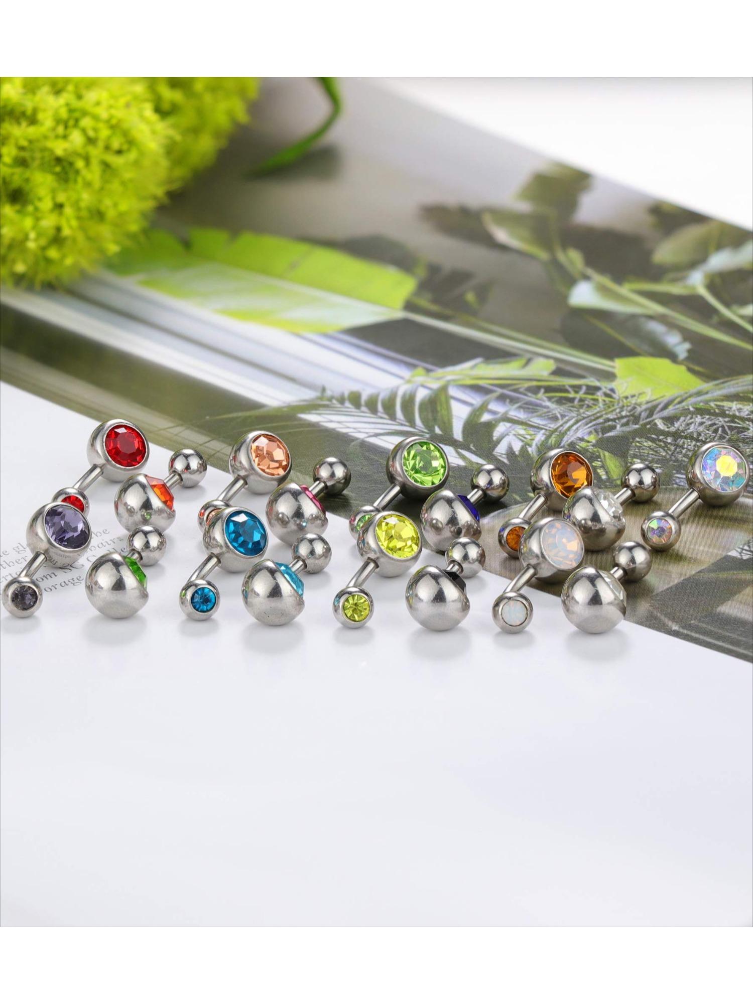 30 Pcs Vibrant Multicolor Belly Button Ring Pack for Women Men Premium Stainless Steel Hypoallergenic Comfortable Long-time Wearing Shiny Cubic Zirconia Bright Acrylic Details with Fashionable Dangle Styles for Summer Beach Daily Wear