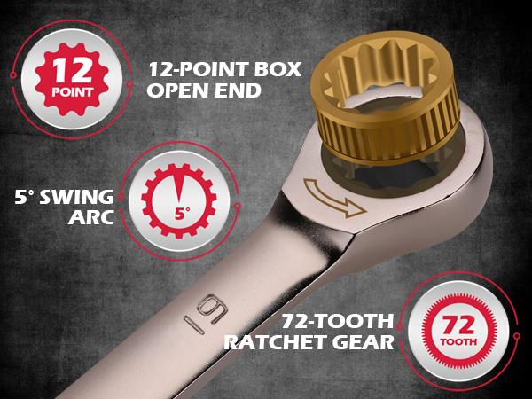 24-Piece Ratcheting Wrench Set SAE 1/4 to 7/8 inch & Metric 8-19mm, Ratchet Combination Wrench Set with Organizer, 72-Tooth Ratchet Spanners, Chrome Vanadium Steel for Mechanics 24-Piece Ratcheting Wrench Set SAE 1/4 to 7/8 inch & Metric 8-19mm, Ratchet Combination Wrench Set with Organizer, 72-Tooth Ratchet Spanners, Chrome Vanadium Steel for Mechanics