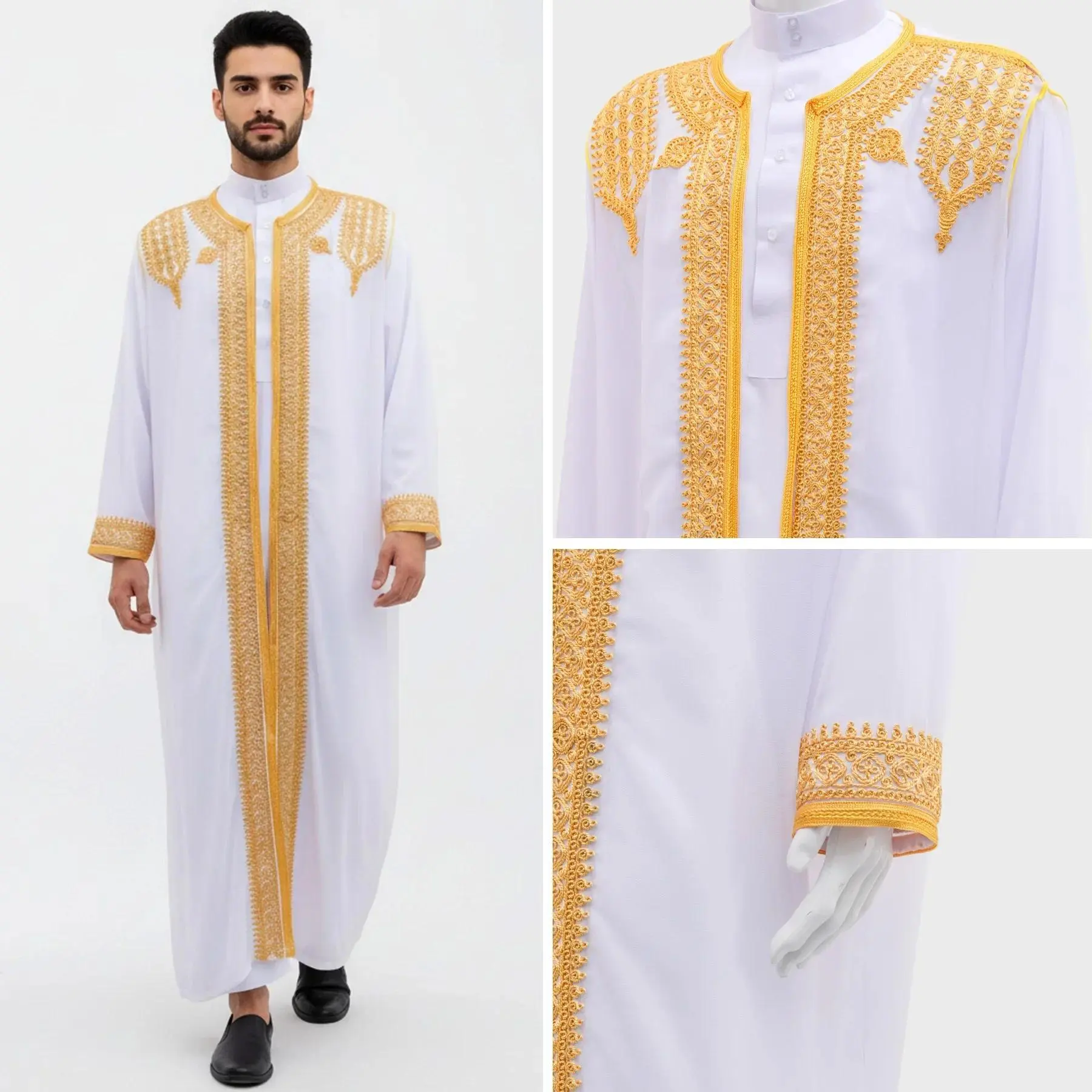 Eid Ramadan Islamic Clothing Men Kaftan Moroccan Kebaya Open Muslim Kimono Turkey Abaya East National Costume For Prayer Clothes