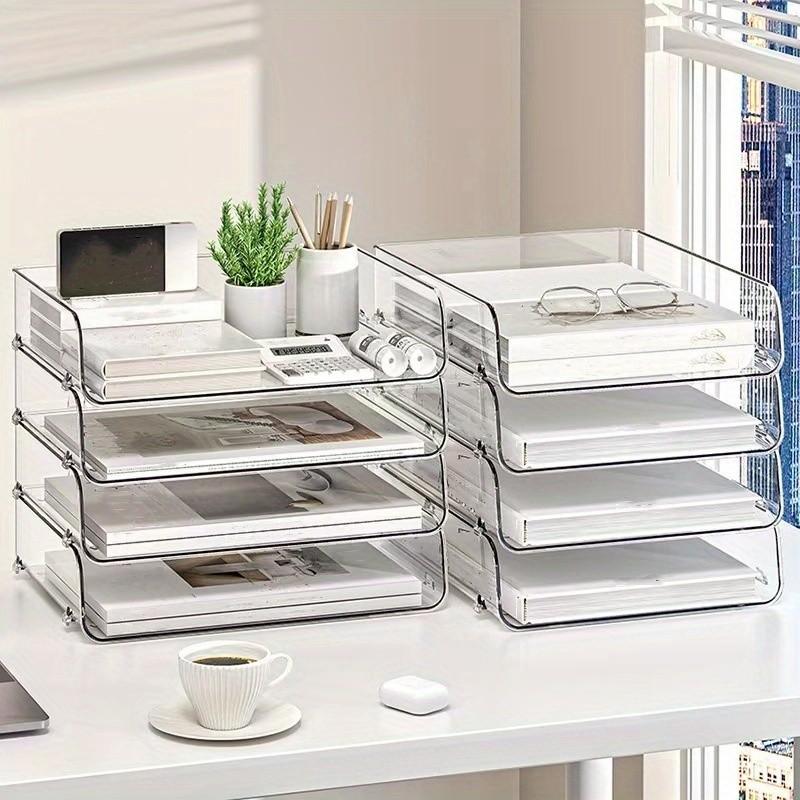 Stackable Desktop Storage Box, File Organizer, Office Desk Organizer, Stationery Supplies Holder, Cosmetic Storage Box, Desk Tidy