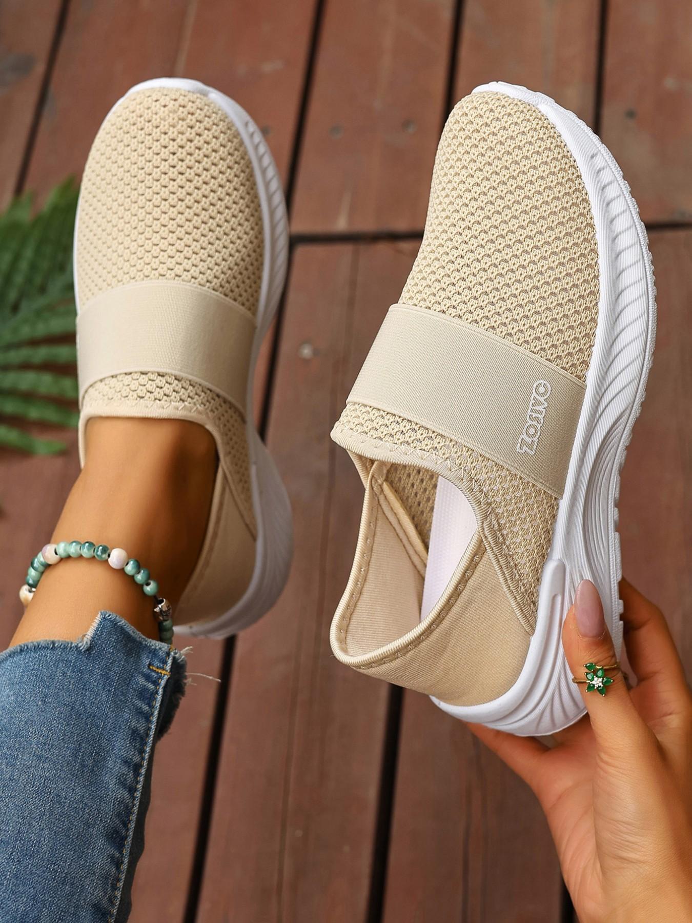 Unisex One-Step Slip-On Casual Sneakers, Lightweight Comfortable Running Shoes, Walking Shoes, Breathable Flyknit Sporty Leisure Footwear, Lightweight Slip Ons