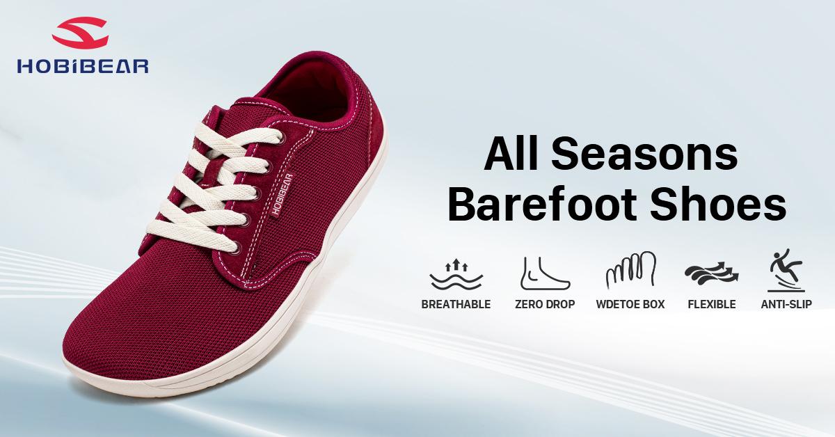 HOBIBEAR Wide Minimalist Barefoot Shoes for Men & Women - Zero Drop Sole, Optimal Relaxation, Breathable Knitted Upper, Wear-Resistant Rubber Sole, Versatile for Running, Walking, Hiking, Yoga, Gym, Weightlifting, Water Sports - Outdoorfun