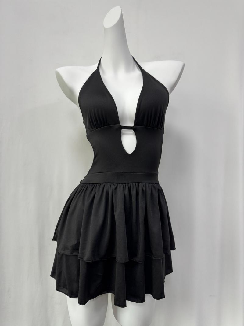 Sexy Backless Party Dress, Slim-Fitting Y2K Style, Women's Cross-Border Fashion, High-Waisted Belted Design, Perfect for Parties