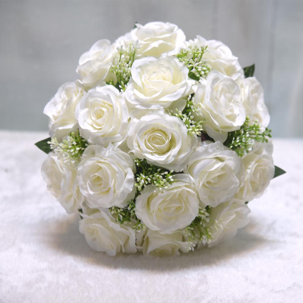 Champagne Color Wedding Rose Plastic Marriage Certifie Bride Bouquet Artificial Flower Photography Props Gift