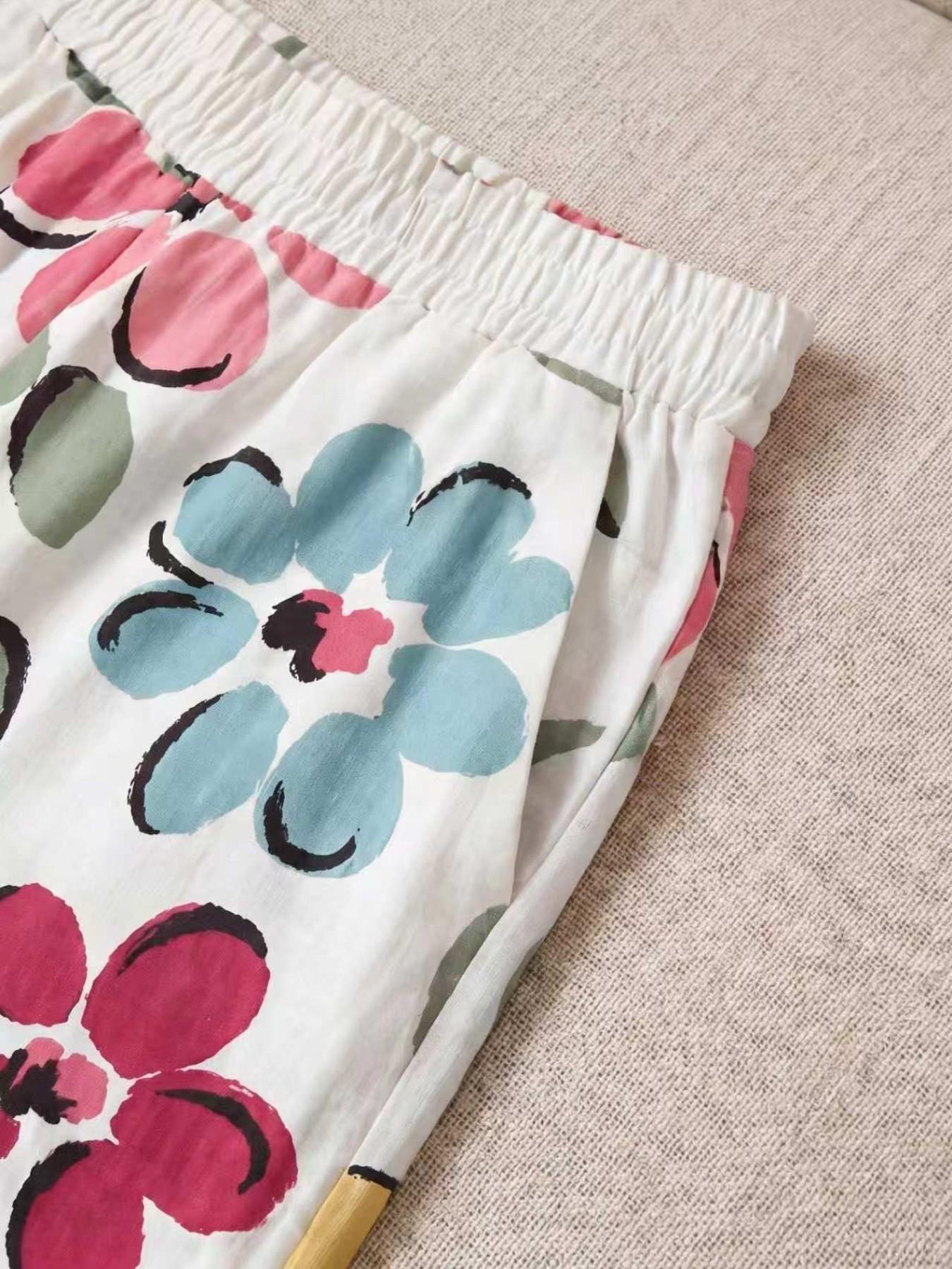 Women's Floral Print Casual Long Pants, Comfortable Breathable Fabric, Ideal for Vacation, Home, Daily Wear, Suitable for Spring Summer Fall Women's Floral Print Casual Long Pants, Comfortable Breathable Fabric, Ideal for Vacation, Home, Daily Wear, Suitable for Spring Summer Fall