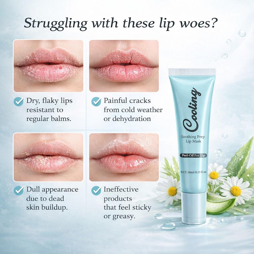 Soothing Prep Lip Mask, Cooling Peel Off Lip Mask, Hydrating Lip Mask For A Softer & Smoother Pout, Infused With Hyaluronic Acid, Non-Sticky, Vegan & Cruelty-Free​, Gentle Exfoliator for Lips, Hygienic & Easy Application, Daily Lip Care, 0.33 fl.oz