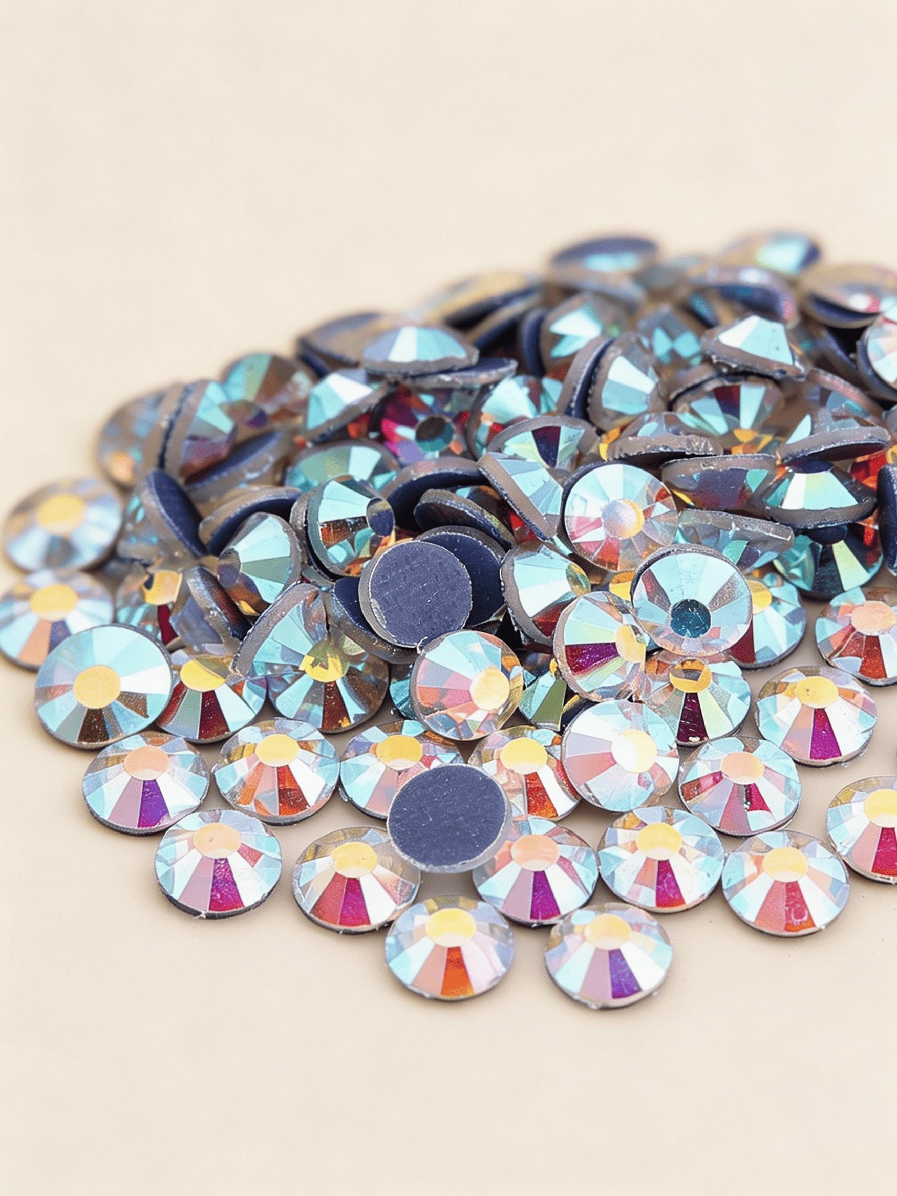 Luxury Glitter Rhinestones, 303 Ab Flat Back Glass Crystal Drills, 2880 Pieces, Nail Art DIY, Handmade Creator Essentials