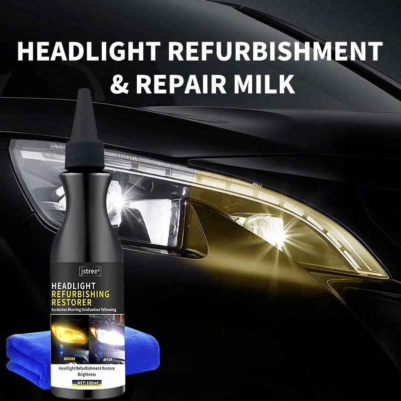 Jstree Car Headlight Renewal Repair Liquid, Yellowing Aging Polishing Refresher 100ML, Automotive Light Restoration Solution