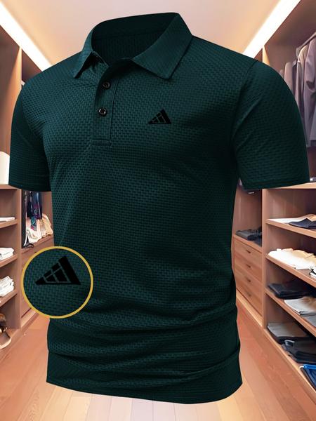 Men's Summer Polo Shirt, Casual Golf Polo Fitted Short Sleeve Design, New Jacquard Fabric, Available in Navy