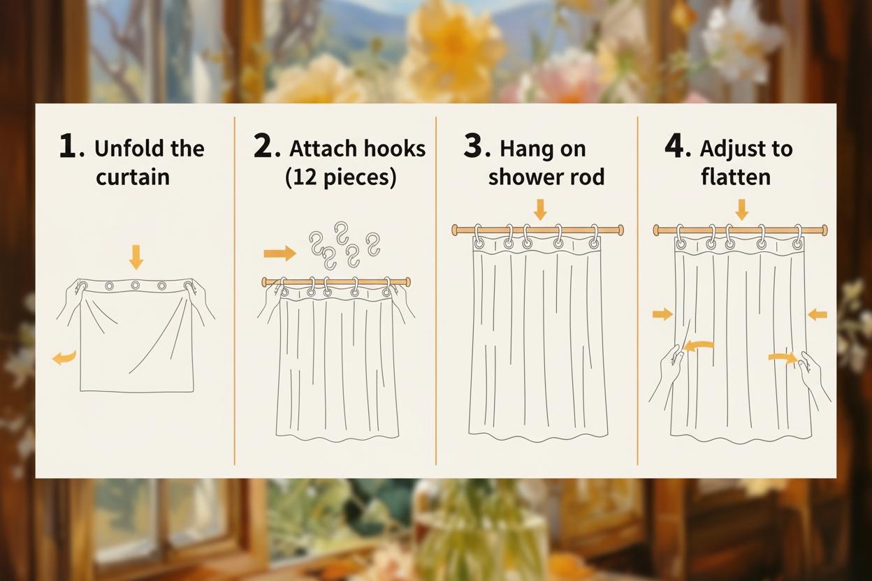 Vintage Oil Painting Style Floral Bath Curtain, European Countryside Artistic Bathroom Decor, Soft Polyester Shower Curtain for Home Hotel