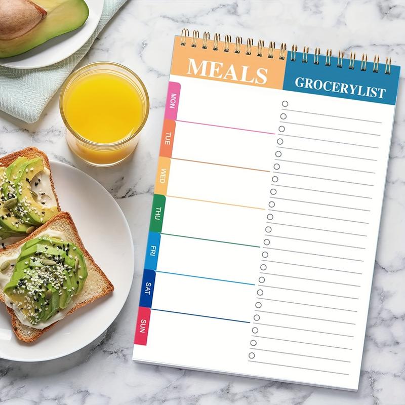 Weekly Meal Planner Board 5.6x8.5 Inches 90 Pages Spiral Bound Planner, Daily & Weekly Plan Organizer, Convenient Grocery List Tear-Off Sheets