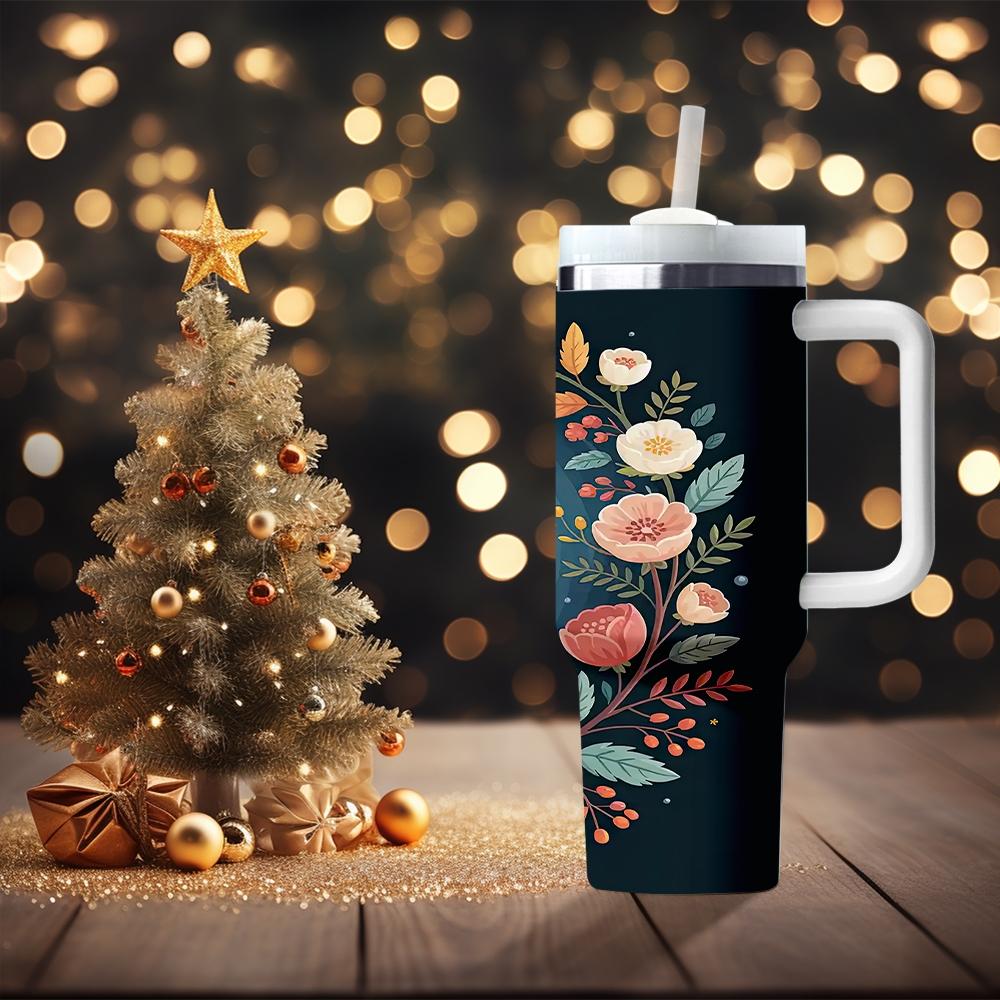 1pc Christmas water bottle, cartoon snowman, portable insulated stainless steel straw cup with handle, car mug, outdoor mug, travel mug, cup - Christmas, Valentine's Day, Mother's Day gift, back-to-school gift (straw inside the cup).