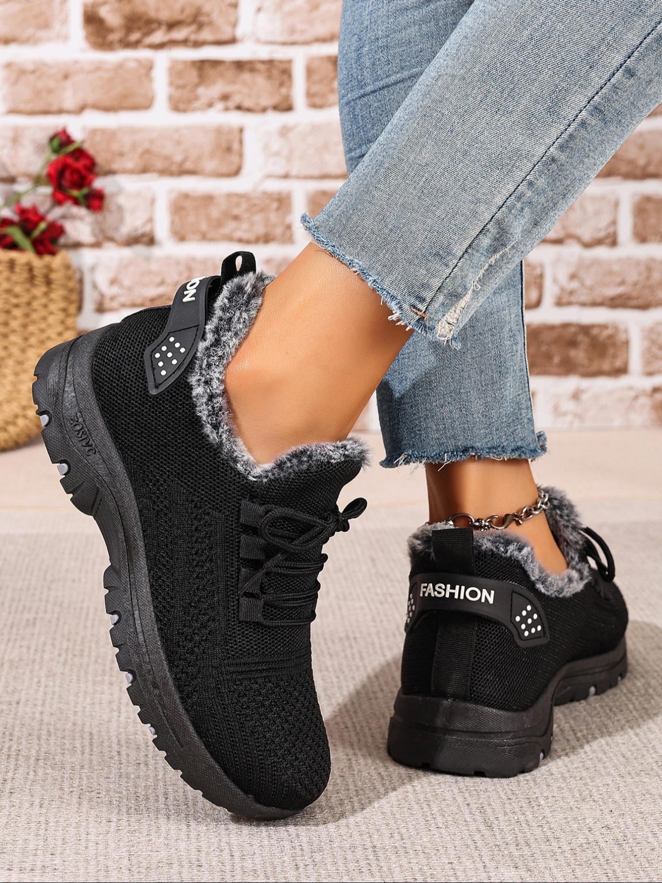 Women's Large Size Winter Warm Fleece Round Toe Boot, Casual Snow Boot Lining, Comfortable Winter Shoes, Affordable Women's Insulated Boots