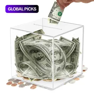 Saving Challenge Box, Clear Acrylic Piggy Bank, Sealed Money-Saving Box, Unbreakable Coin & Cash Container Jar for Teens, Boys & Girls, Gift #GLOBAL PICKS