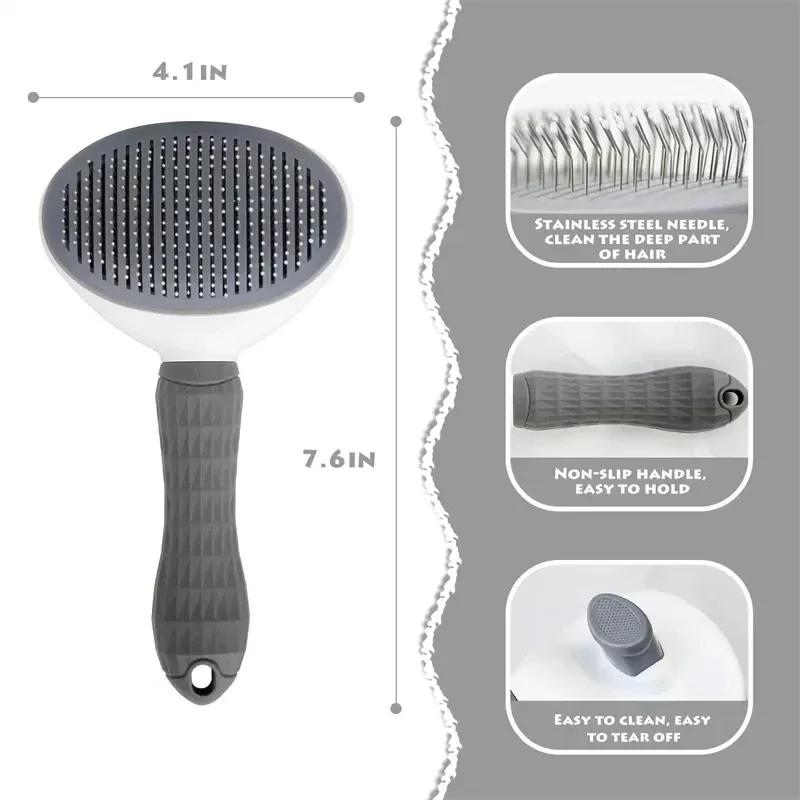Cat Comb Pet One-Click Fur Remover, Dog Knot Brush, Hair Removal Tool, Easy-To-Use Cat Grooming Brush, Essential Pet Care Accessory