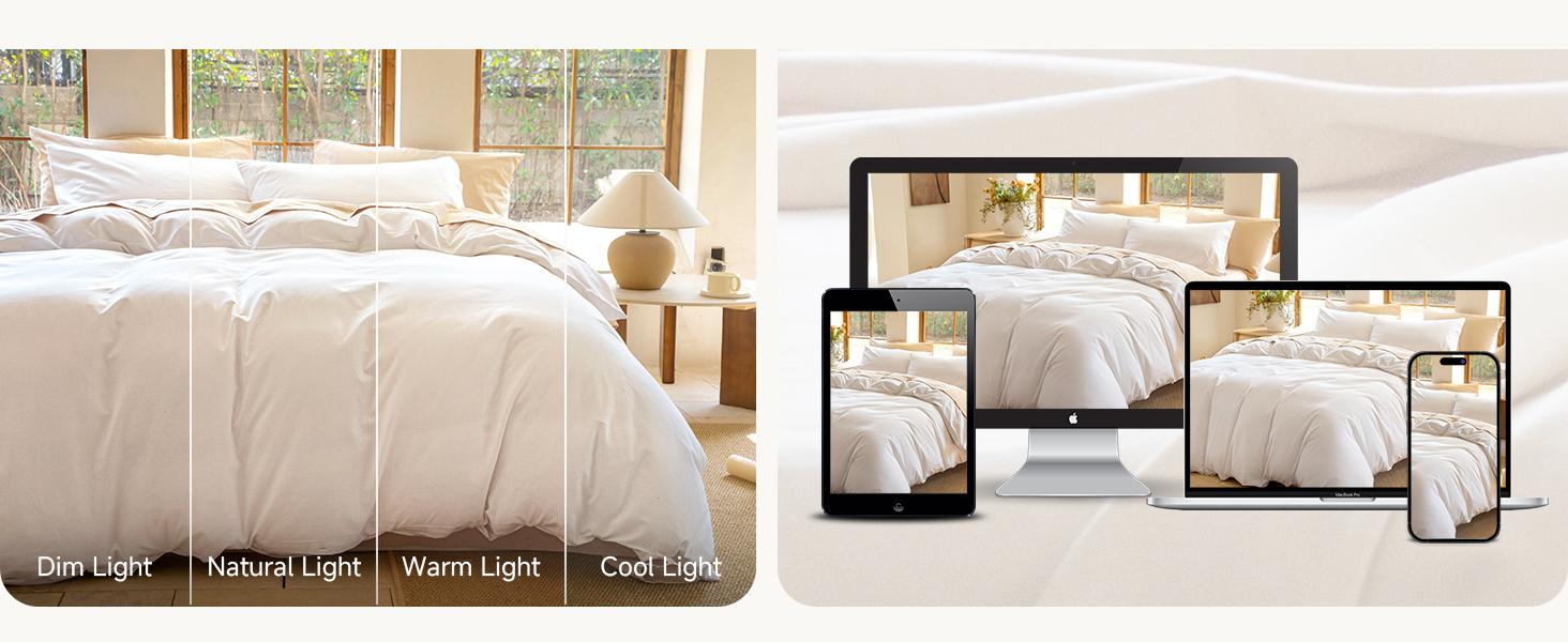 Linen Duvet Cover Set, Linen Cotton Blend Bedding Set, Cooling & Breathable, Duvet Cover and Pillowcase, Quilt not Included