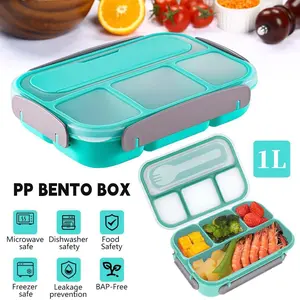 Bento Box Adult Lunch Box, Containers for Adults Men Women with 4 Compartments, Lunchable Food Container, Microwave & Dishwasher Safe#DealsForYouDays