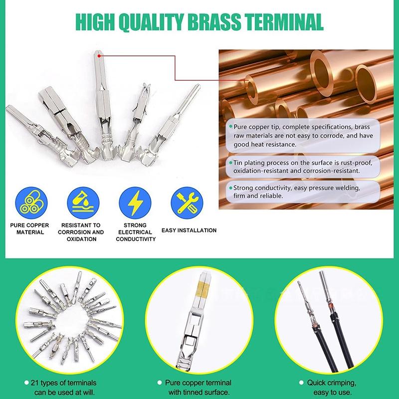 290PCS/1-3.5mm Automotive Connector Pin Accessories Male and Female Connectors Crimping Wiring Pin Terminal+One 48B Wire Clamp Widely Used in Various 12V Connectors, Trucks, Cars, Ships, etc