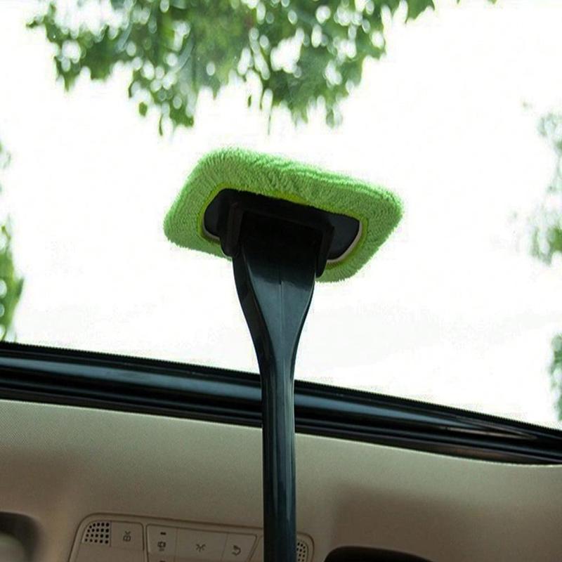 Glass Washer Brush for Dry & Moist Wipe, Adjustable Glass Cleaning Brush with Long Handle, Car Windshield Brush, Car Window Cleaning Tool, Reusable