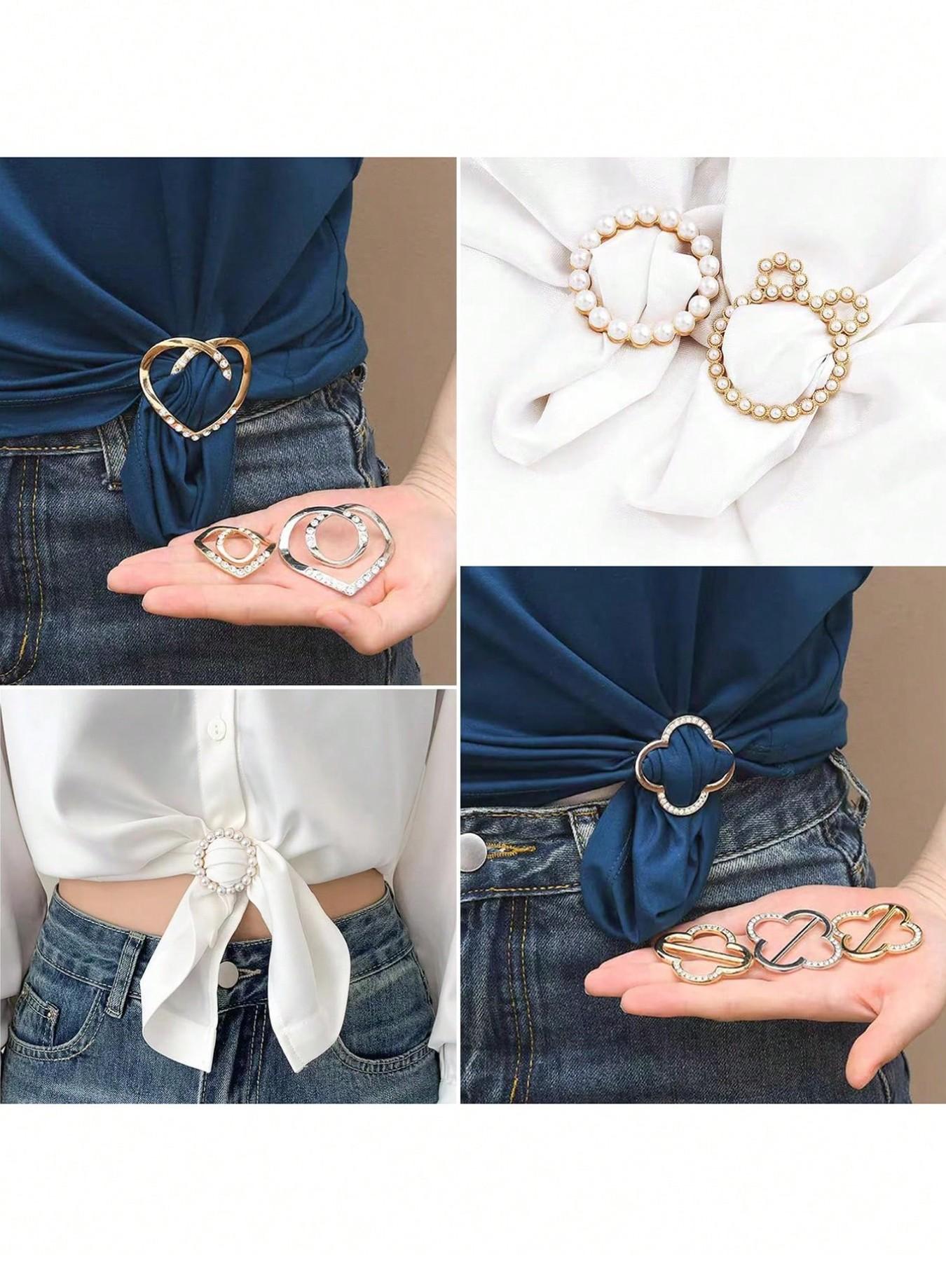 18pcs Artificial Pearl Button Clips, Hollow Heart Brooches, DIY Fashion Accessories, Coat & Sweater Pins, 18 Pieces Set