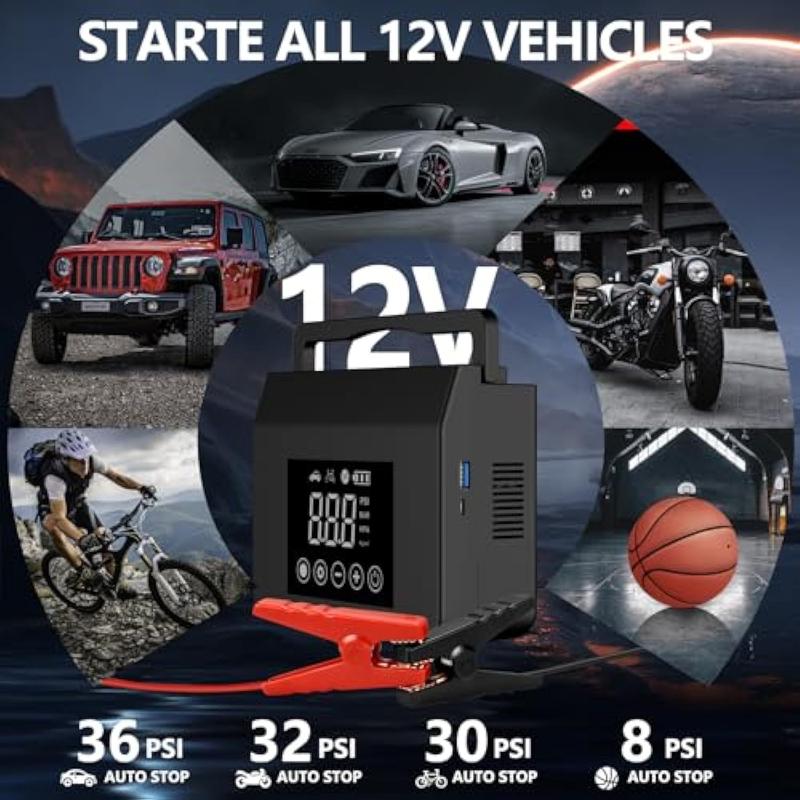 【PASLDA】Christmas Gift:Portable Car Jump Starter with Air Compressor, Capapro 150PSI 4000A Fast Battery Jump Starter Charger with Digital Tire Inflator, Pack with Type-C Quick Charge powerbank batteryjumper TikTokShopBlackFriday Automotive Vehicle 【PASLDA】Christmas Gift:Portable Car Jump Starter with Air Compressor, Capapro 150PSI 4000A Fast Battery Jump Starter Charger with Digital Tire Inflator, Pack with Type-C Quick Charge powerbank batteryjumper TikTokShopBlackFriday Automotive Vehicle