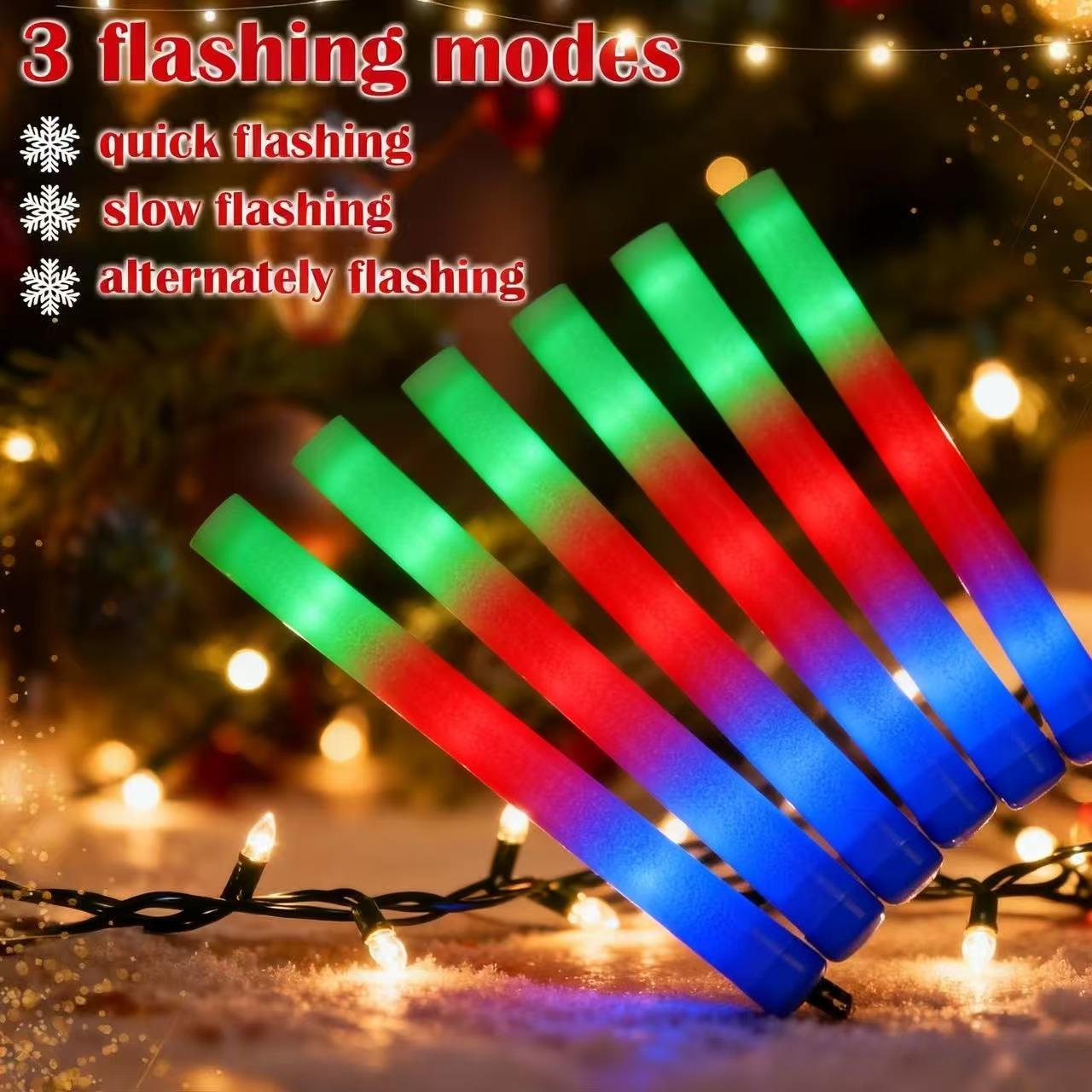 67pcs  LED foam glow sticks - multi color flashing mode, battery powered Christmas Party Gift, Outdoor Glow Party Supplies in the Dark, Glow Party Suitable for Adults, Glow Party Gift, Holiday Carnival, Birthday Party